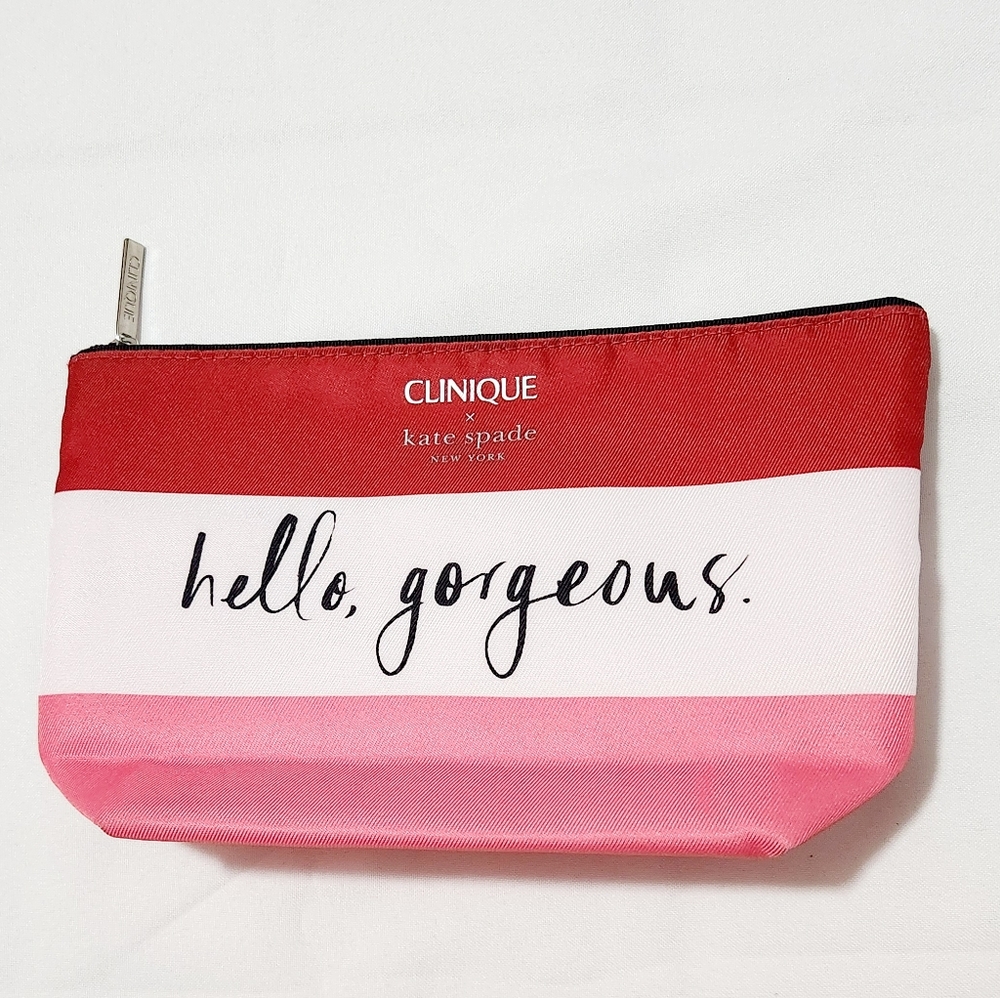 Clinique x Kate Spade Hello Gorgeous Makeup Bag Pink/White/Red
